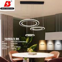 Modern Designer Pendant Lamp with 3 Colors and Remote - 16983/3-BK