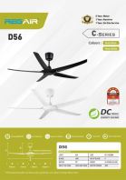 REGAIR D56 DC Motor Ceiling Fan with Remote Control (5BLADE) - BLACK REGAIR D56 DC Motor Ceiling Fan with Remote Control (5BLADE) - BLACK