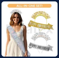 Happy Birthday Headband & Sash Set | Birthday Party Crown Tiara | Birthday Girl Accessories Happy Birthday Headband & Sash Set | Birthday Party Crown Tiara | Birthday Girl Accessories