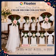 Wedding Chair Decoration | Floral Chair Sash with Sheer Fabric | Artificial Rose Chair Decor | Wedding & Event Chair Bow Wedding Chair Decoration | Floral Chair Sash with Sheer Fabric | Artificial Rose Chair Decor | Wedding & Event Chair Bow