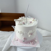 Beige Pink Petals With Butterfly Deco 24