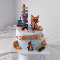Zootopia Judy & Nick Cake Deco Fondant+Sugar Printing Cake Design
