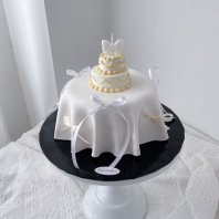Fondant Table Cake with Mini Tier Cake Design