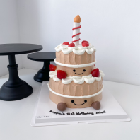 8"+6" Two Tiered Jellycat Fondant Candle Theme Cake Design