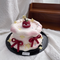 Cute Fondant Ribbon Apple Star Cake Design