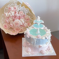 CF SET x Fresh Flower Bouquet with Fountain Pond Design
