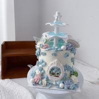 Fountain Petals Angel Design Flower Pond with Pearls and Frame
