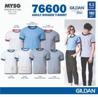 GILDAN Unisex Adult Ringer Premium Cotton T-Shirt-C.Blue/Sport Grey(Black)/(Navy)/(Red)/White(Red)/(Royal)/(Navy) 76600