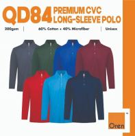 OREN SPORT  QD84 Premium Ultimate Comfort Quick Dry CVC Long Sleeve Polo Unisex 200gsm Antimicrobial Cool Fit Polo