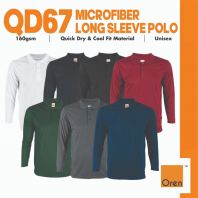 OREN SPORT QD67 Premium Quick Dry Long Sleeve Polo QD67 Unisex Side Seamed Microfiber Polo Long Sleeve T-Shirt