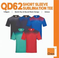 OREN SPORT Unisex Dry Fit Polyester Interlock T-Shirt Baju Lelaki - Navy Black Red Royal Emerald QD62