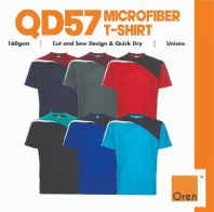Oren Sport Cut & Sew Design Quick Dry Microfiber T-Shirt Baju Jersi Tshirt Jersey Cool Fit Microfiber Dry Fit QD57