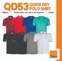 OREN SPORT Unisex Baju Lelaki Collar Dry Fit Cool Fit Cotton + Microfiber Polo - White Navy Black Red Royal Grey QD53