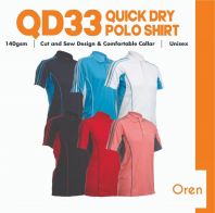 OREN SPORT Unisex Jersey Polo - Navy / White / Black / Red / Sea Blue / Peach QD33