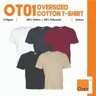 OREN SPORT Supreme Cotton Polyester Oversized T-Shirt OT01 Unisex Adult 230gsm Soft Plain Crew Neck T-Shirt - OT01