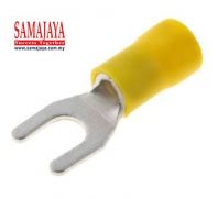 SVS 5-5/ SVS5-5 Vinyl Insulated Spade Terminal/ PVC Insulated Spade Fork Lug Terminal/ Insulated Crimp Spade Connector/ Ring Terminal/ Terminal Lug (Yellow)