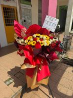 Sunny prosperity bloom red grand opening flower stand