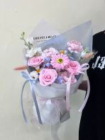 BLUE MIX PINK SAOP FLOWER BOQUUET