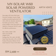 BUY 2x MY-SOLAR Solar Powered Ventilator, FREE 1x Stainless Steel Wind Turbine Ventilator SS-24 @ SELANGOR, BATANG KALI