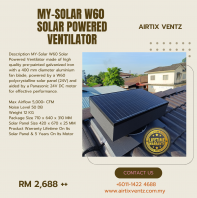 BUY 2x MY-SOLAR Solar Powered Ventilator, FREE 1x Stainless Steel Wind Turbine Ventilator SS-24 @ KL / KUALA LUMPUR, JALAN KUCHING