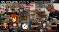 HVAC piping connection brazing vs soldering