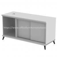 4 ft Swish Grey Open Shelf with Sliding Door Cabinet OFQYOS1206G