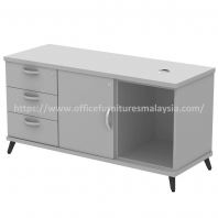 4 ft Swish Grey Left Swinging Door Cabinet with Fixed Pedestal 3 Drawer OFQYLP1236G