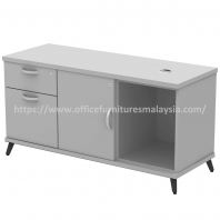 4 ft Swish Grey Left Swinging Door Cabinet with Fixed Pedestal 2 Drawer OFQYLP1226G