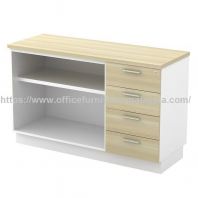 4ft Open Shelf And 4 Fixed Drawer Low Side Cabinet OFBMOP7124