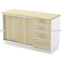4ft Sliding Door And 3 Fixed Drawer Office Low Side Cabinet OFBMSP7123