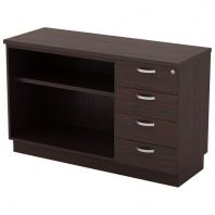 4 ft Original Open Shelf Low Cabinet with Fixed 4 Drawer Pedestal OFQYOP7124