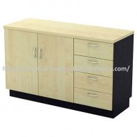 4 ft Valiant Swinging Door Low Cabinet with Fixed 4 Drawer Pedestal OFTYDP7124