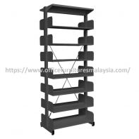 Black Steel Library Rack Double Sided (7 Level) OFS327WB