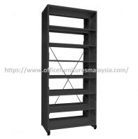 Black Steel Library Rack Double Sided (7 Level) OFS327B