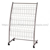 Movable Metal Free Standing Magazine Newspaper Rack Display OFMMR208