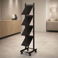 Small 4 Tier Metal Tray Plate Book Magazine Rack With Wheel OFMLT333