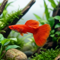 Albino Red Rosetail Guppy