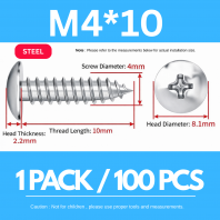 Skru Self-Tapping M4 ¡Á 10 Kepala Pan (Pemutar Phillips) F-SN-R0009 Skru Self-Tapping M4 ¡Á 10 Kepala Pan (Pemutar Phillips) F-SN-R0009