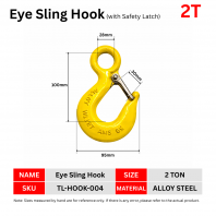 Cangkuk Sling Mata 2Ton dengan Safety Latch (Alloy Steel) | TL-HOOK-004