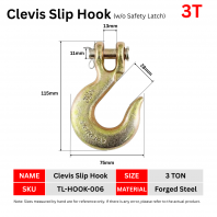 G70 Forged Clevis Grab Hook (No Safety Latch | 3/8" | for 10 mm Chain) | TL-HOOK-006