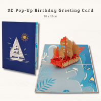 3D Pop-Up Birthday Greeting Card (Sailing Ship Design)