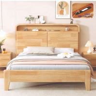 BD835 LED LIGHT AND USB PORT WOODEN BEDFRAME