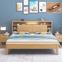 BD818 LED LIGHT AND USB PORT WOODEN BEDFRAME