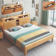 BD831 LED LIGHT AND USB PORT WOODEN BEDFRAME