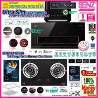 Package OFFER !!  SENZ Kitchen Hood HERMOSA SZ-CH8380AC Ultra Slim Heat Pro intelClean Cooker Hood + Senz Built-in Hob SZ-GS388 Tri-Ringz Twin Burner Gas Stove
