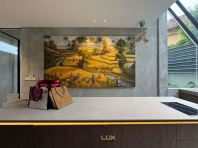 Timber Colour with Texture - Stainless Steel Island & Stone Table Top