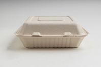 9 Inch 3 Compartment Clamshell Bento Container 100% Plant Fibre Series