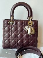 Dior Medium Lambskin Lady Dior Dark Purple Bag