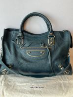 Balenciaga Classic Metallic Edge City Bag Dark Teal GHW