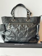 Chanel Black Quilted Canvas Paris Biarritz Shopping Tote Bag